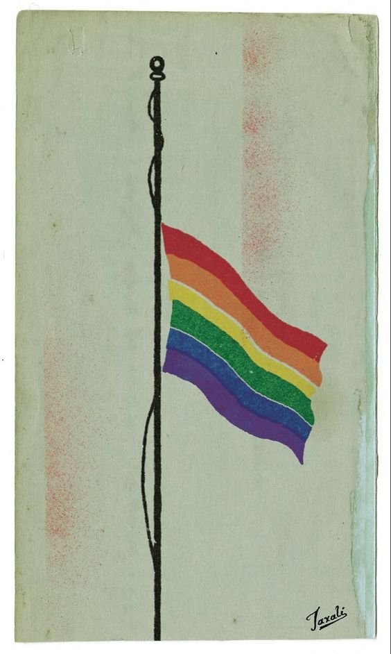 Bandera con el arcoíris gay. Foto de Rose en Pinterest