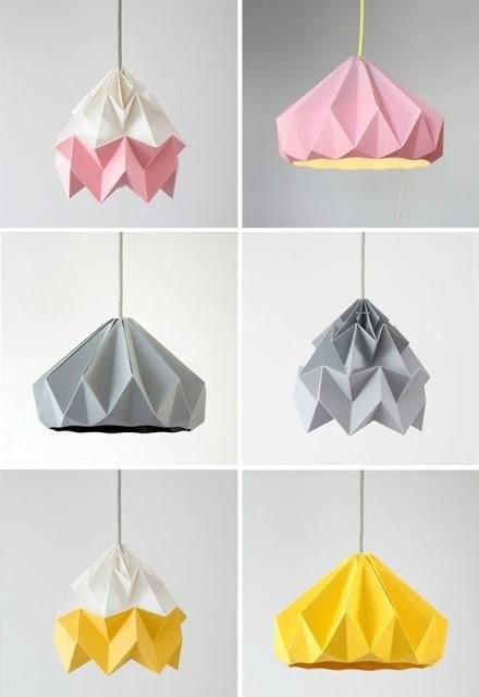 Lamparas con materiales del hogar, origami 