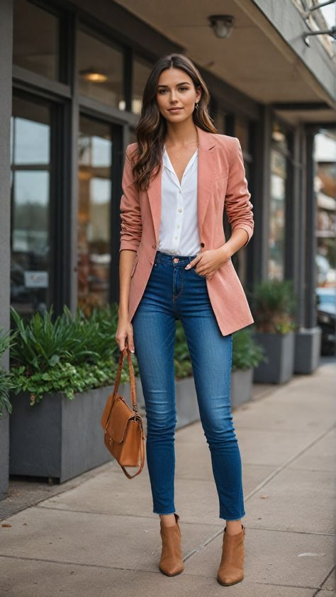 Elegancia casual: Guía completa para combinar blazer y jeans. Foto Pinterest