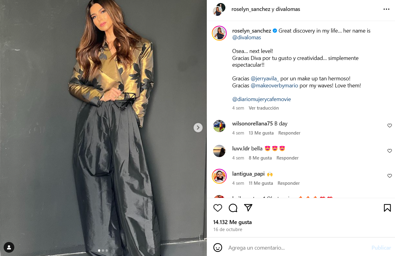 El look dorado que Roselyn Sanchez hizo viral su look dorado y negro. 