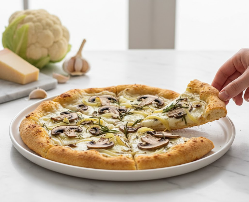 Pizza fitness con coliflor