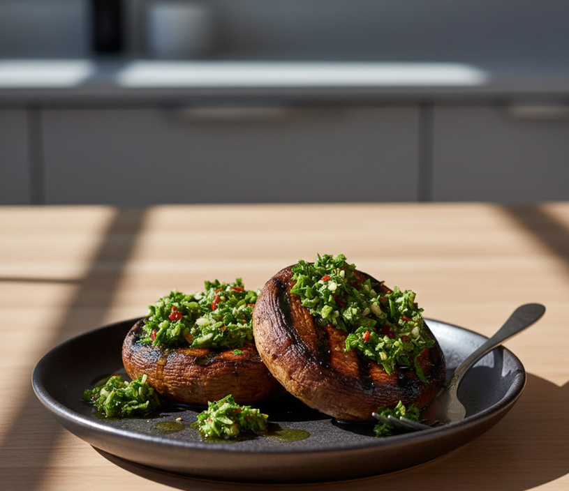 Almuerzo con hongos portabello