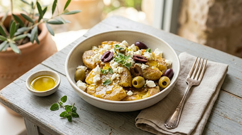 Papas aplastadas crujientes