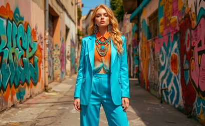 Naranja y azul turquesa