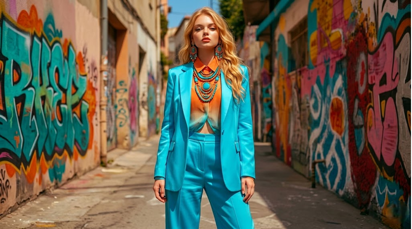 Naranja y azul turquesa