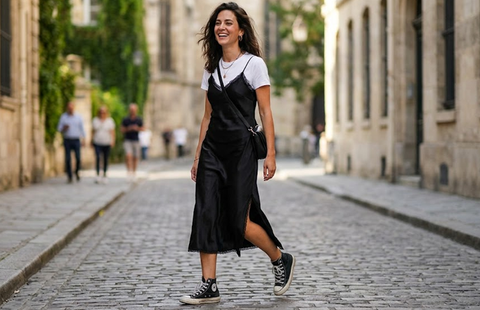 Vestidos lenceros con converse