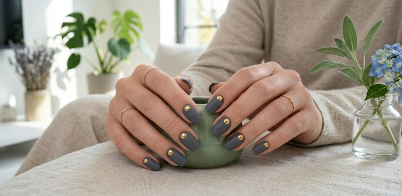 Chrome Dots manicura