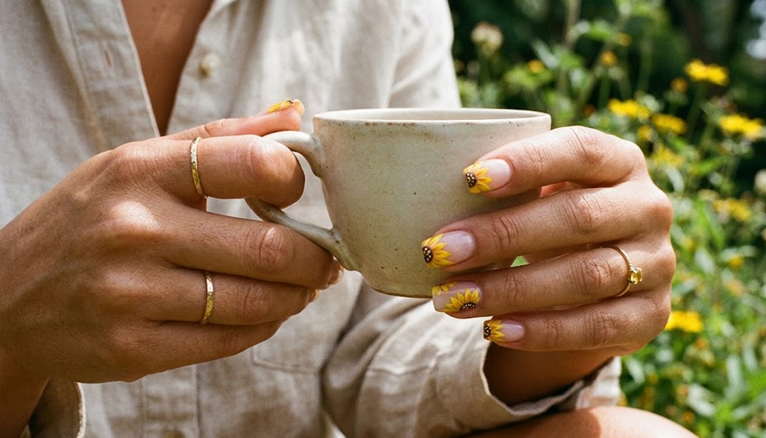 Manicura de girasoles
