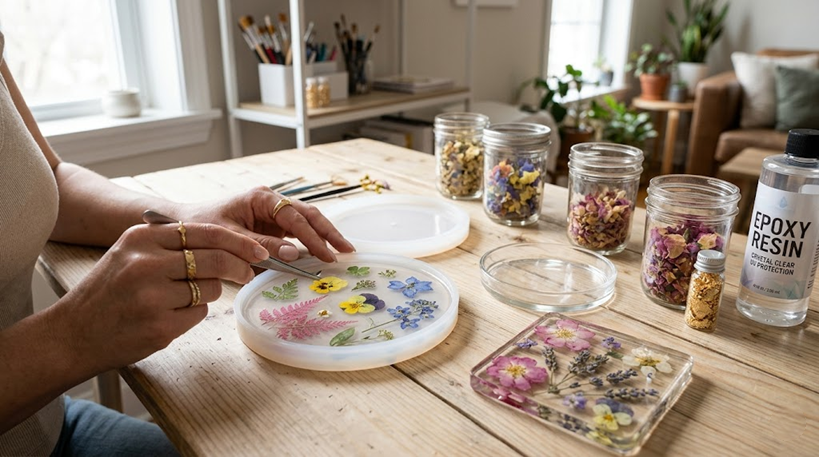 Resin art con botánicos