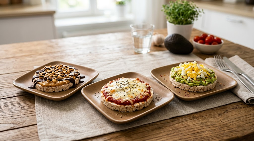 Snacks saludables con galletas de arroz
