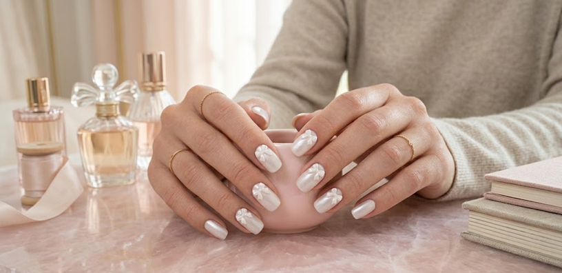 Uñas coquette minimalistas