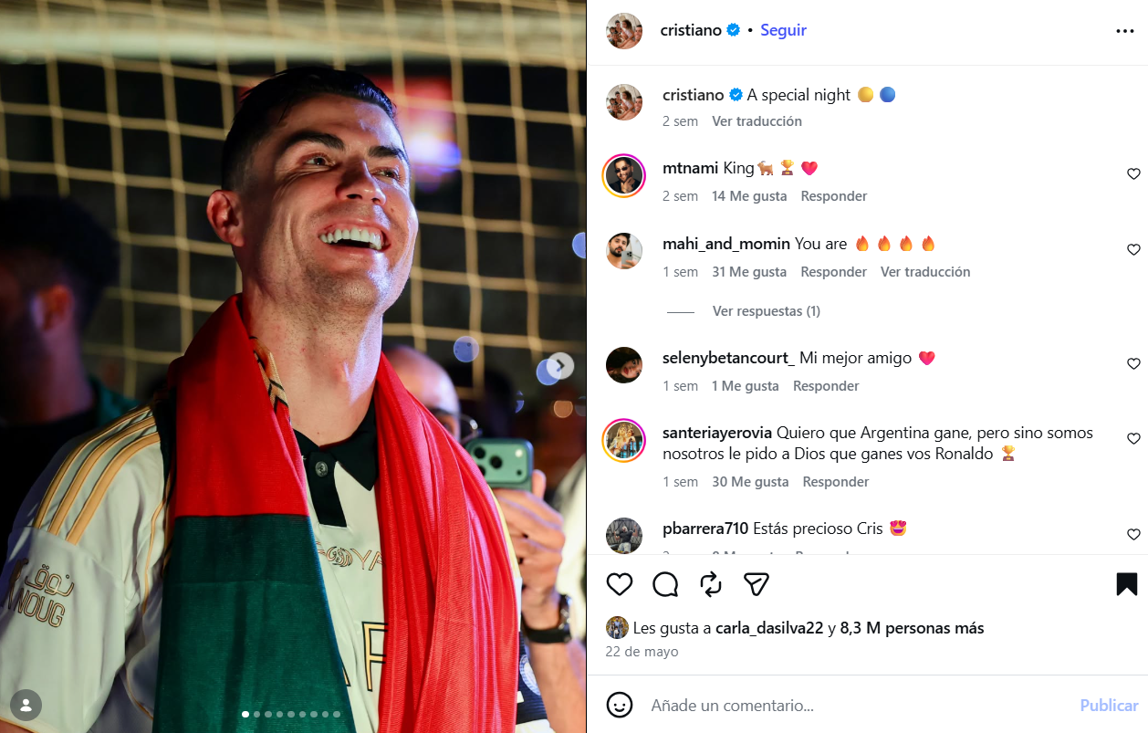 Fotocaptura del Instagram: @cristiano
