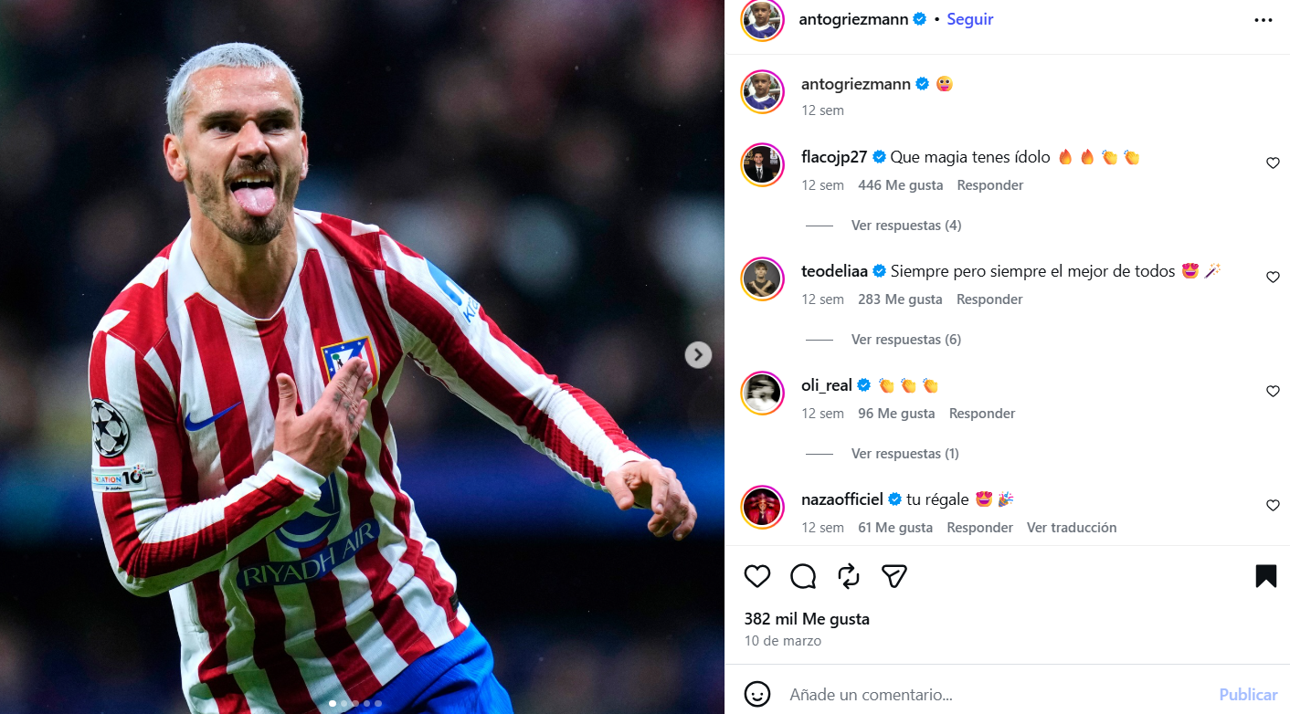 Fotocaptura del Instagram: @antogriezmann