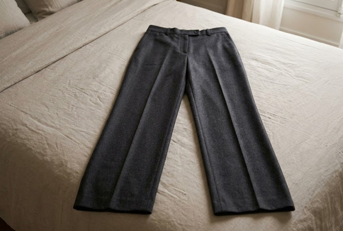 Pantalón de corte wide-leg en tonos neutros