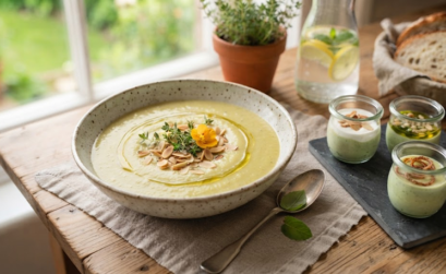 Crema suave de calabacín y almendras
