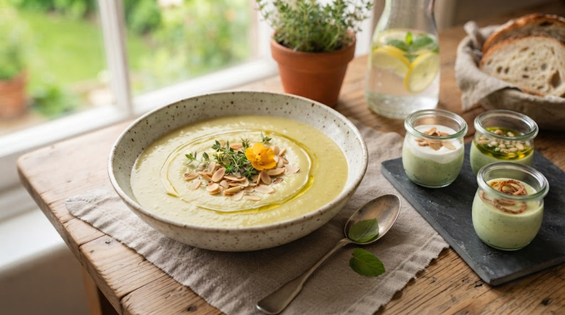 Crema suave de calabacín y almendras