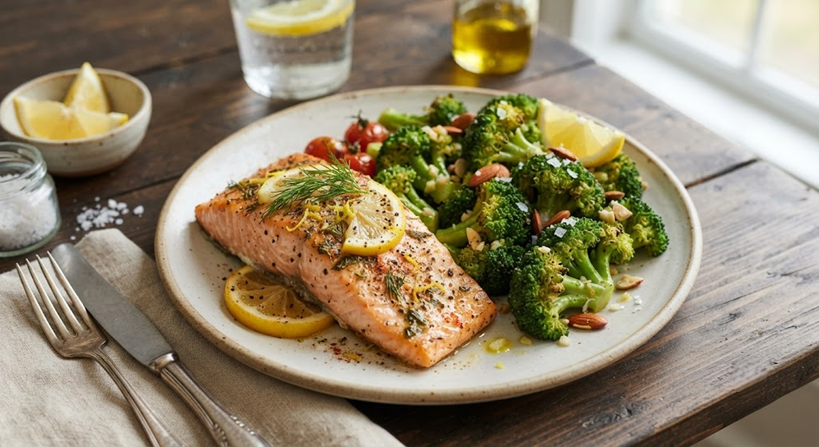 Pescado al horno con brócoli