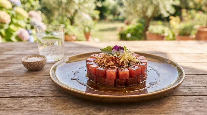 Tartar de sandía ahumada
