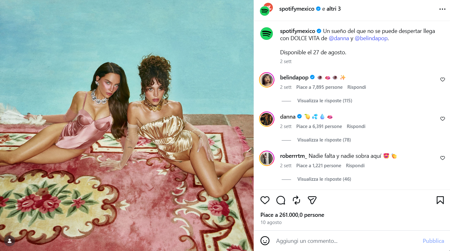 Fotocaptura tomada del Intagram @danna. Sesión de fotos de Belinda y Danna Paola