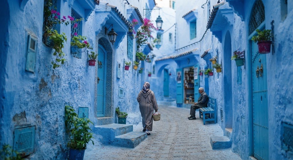 Callejones azules en Marruecos